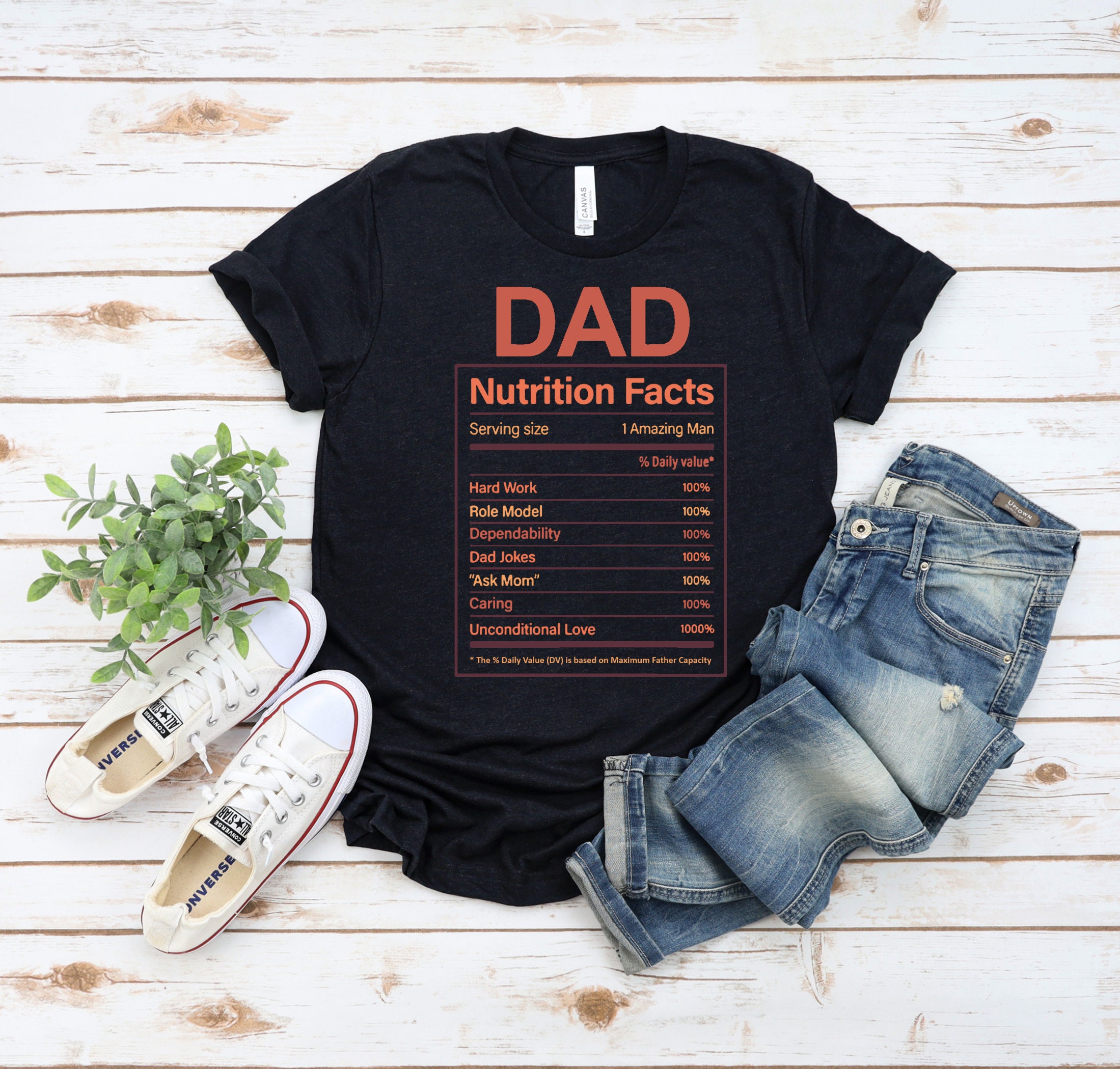Dad Nutrition Facts Funny Jokes Father's Day Unisex T-Shirt Dad Nutrition Facts Funny Jokes Father's Day Unisex T-Shirt