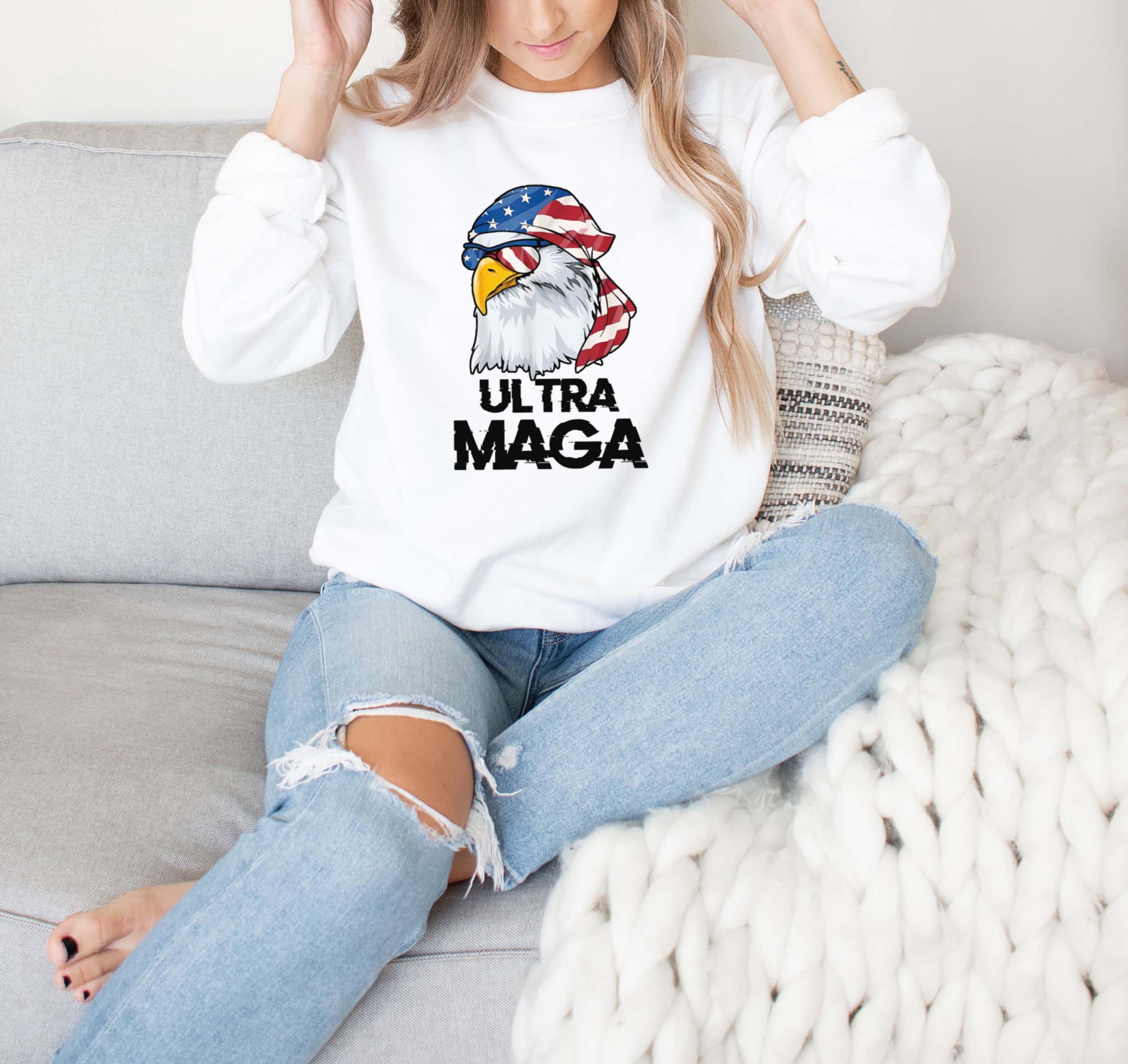 Eagle American Flag Ultra Maga King Donald Trump Anti Joe Biden Unisex Sweatshirt