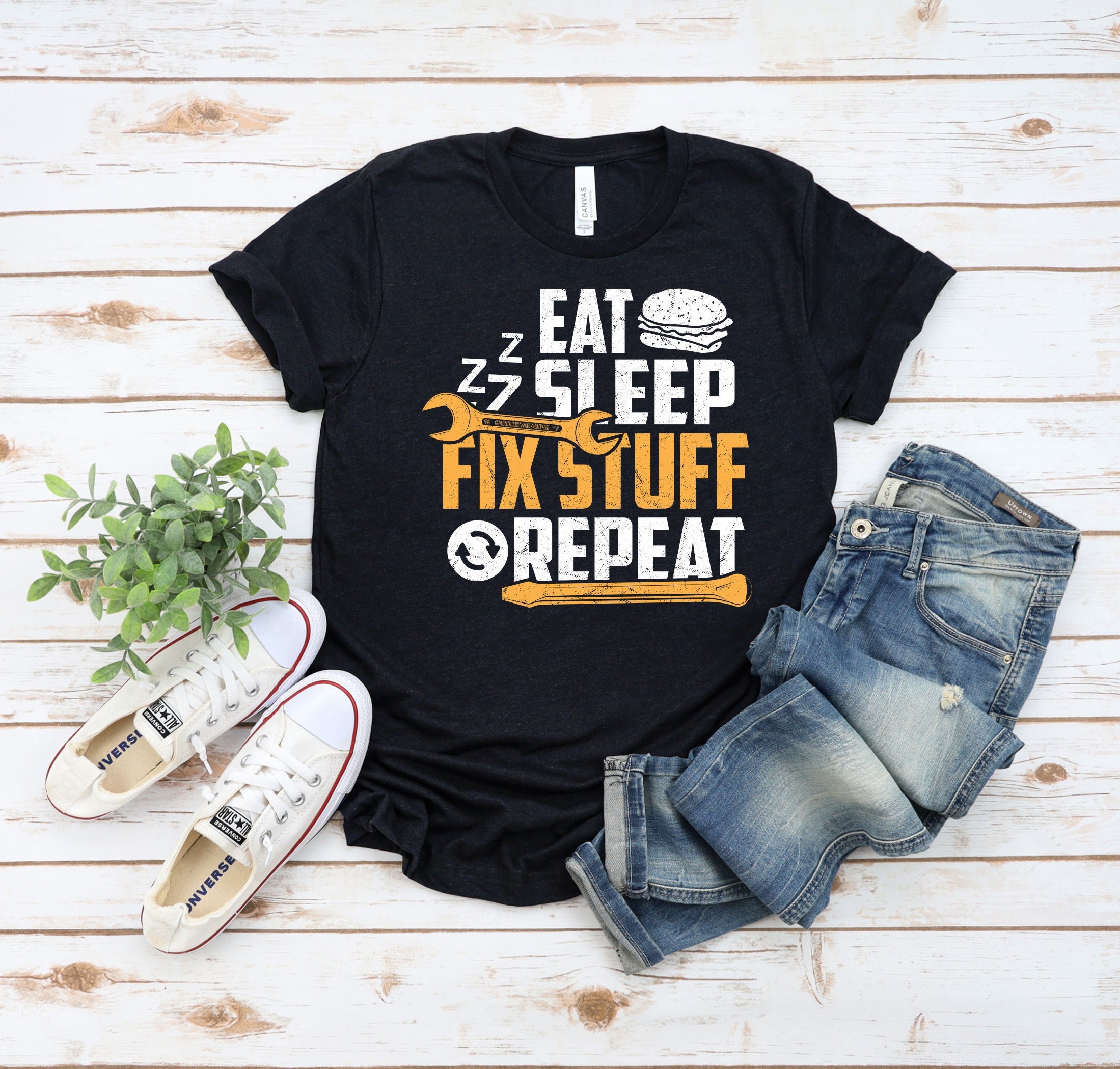Eat Sleep Fix Stuff Repeat Funny Father's Day Unisex T-Shirt Eat Sleep Fix Stuff Repeat Funny Father's Day Unisex T-Shirt