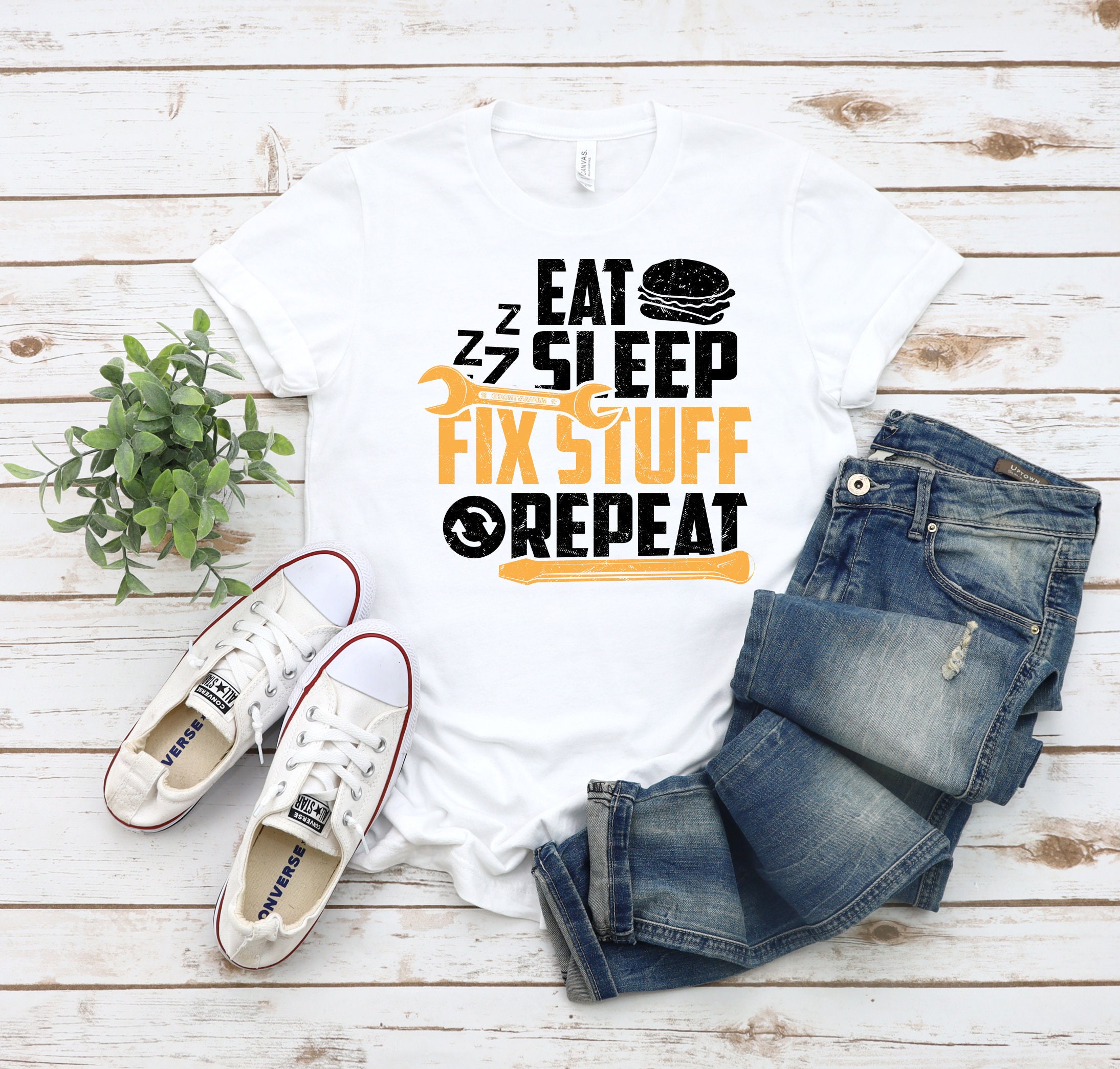 Eat Sleep Fix Stuff Repeat Funny Father's Day Unisex T-Shirt Eat Sleep Fix Stuff Repeat Funny Father's Day Unisex T-Shirt