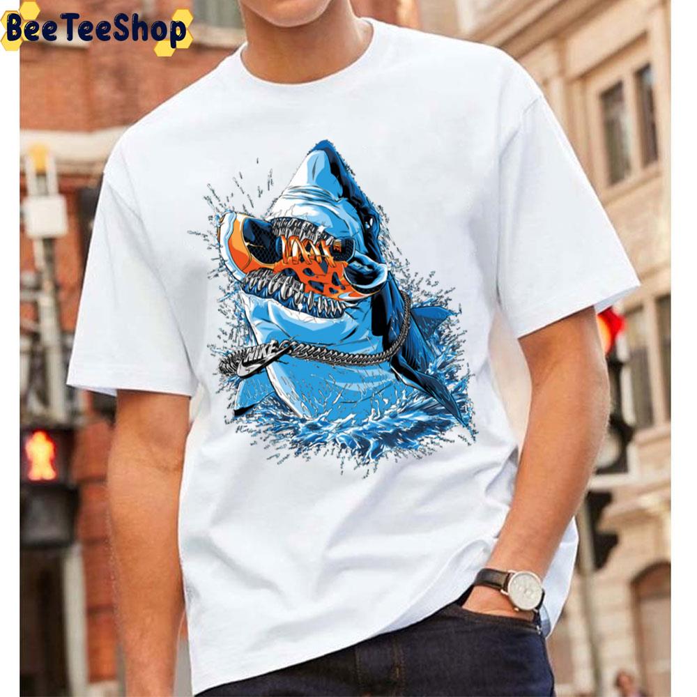 Fan Art Blue Shark With Necklace And Shoe 16k Luxury Unisex T-Shirt Fan Art Blue Shark With Necklace And Shoe 16k Luxury Unisex T-Shirt