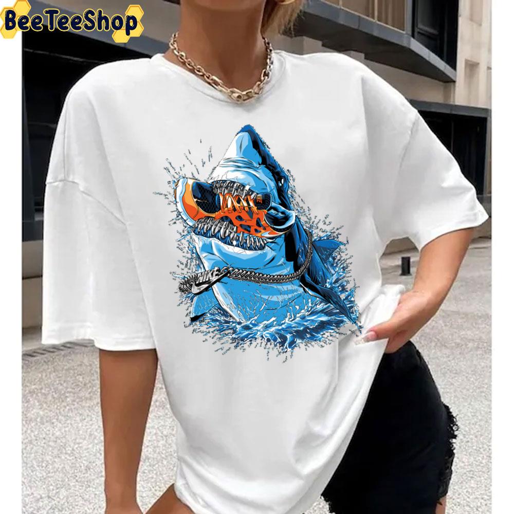 Fan Art Blue Shark With Necklace And Shoe 16k Luxury Unisex T-Shirt Fan Art Blue Shark With Necklace And Shoe 16k Luxury Unisex T-Shirt