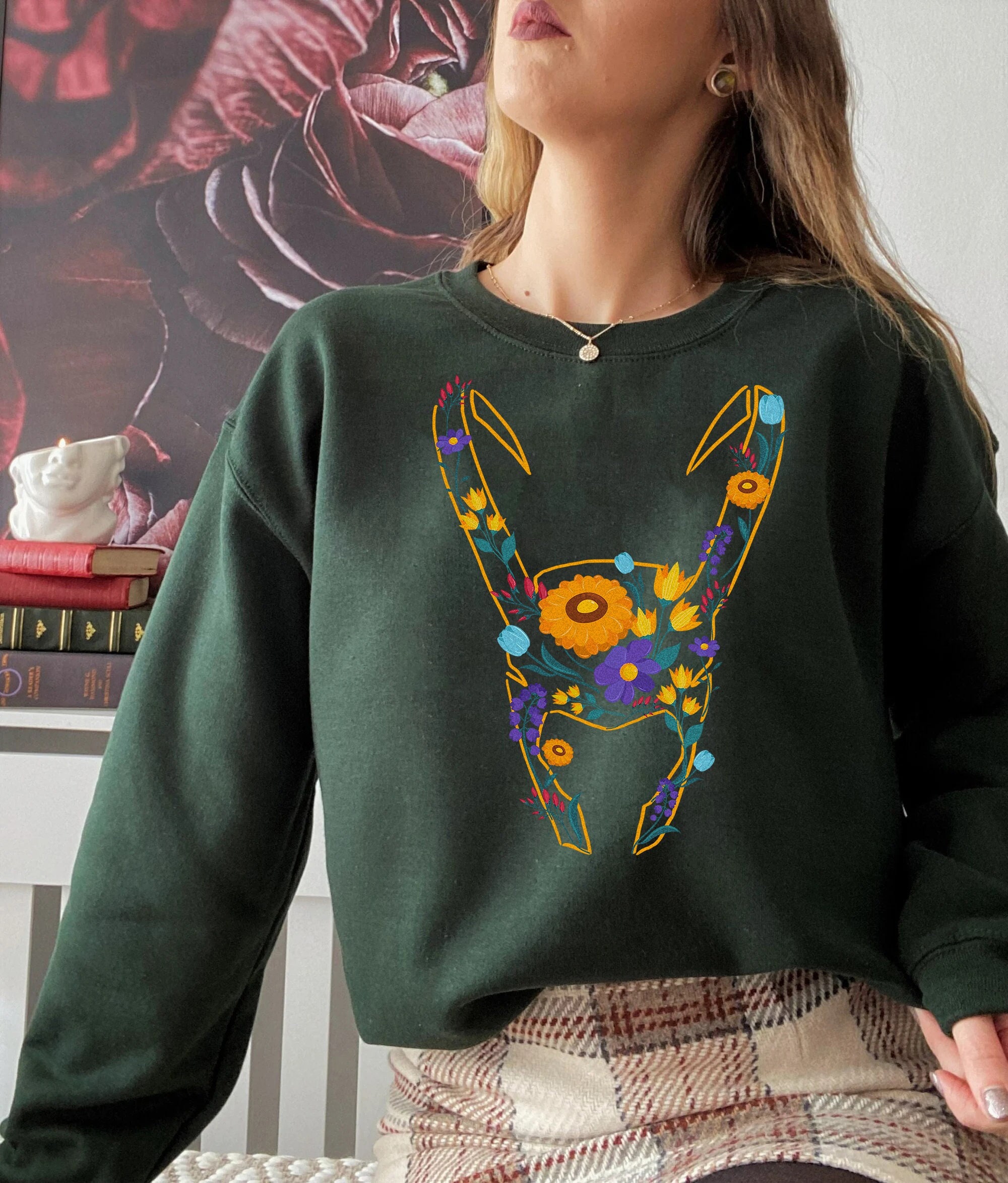 Floral Loki Helmet Loki God Of Mischief Mcu Unisex Sweatshirt Floral Loki Helmet Loki God Of Mischief Mcu Unisex Sweatshirt