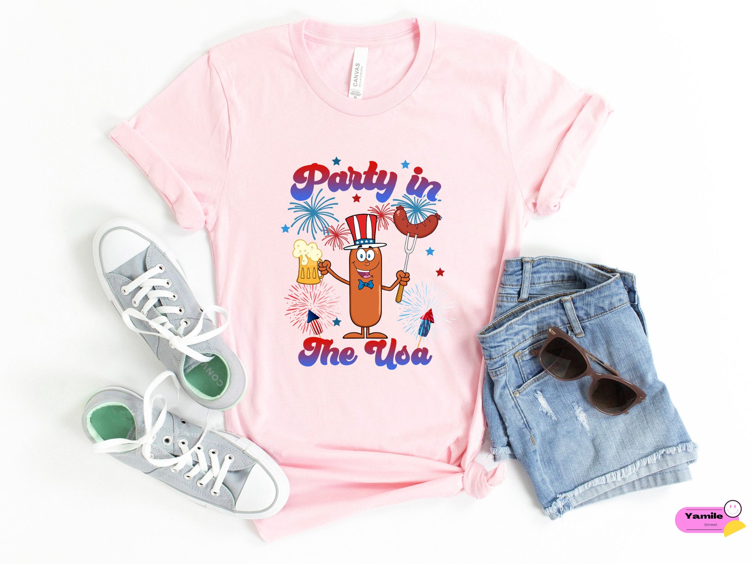 Funny Hotdog Party In The Usa Unisex T-Shirt Funny Hotdog Party In The Usa Unisex T-Shirt