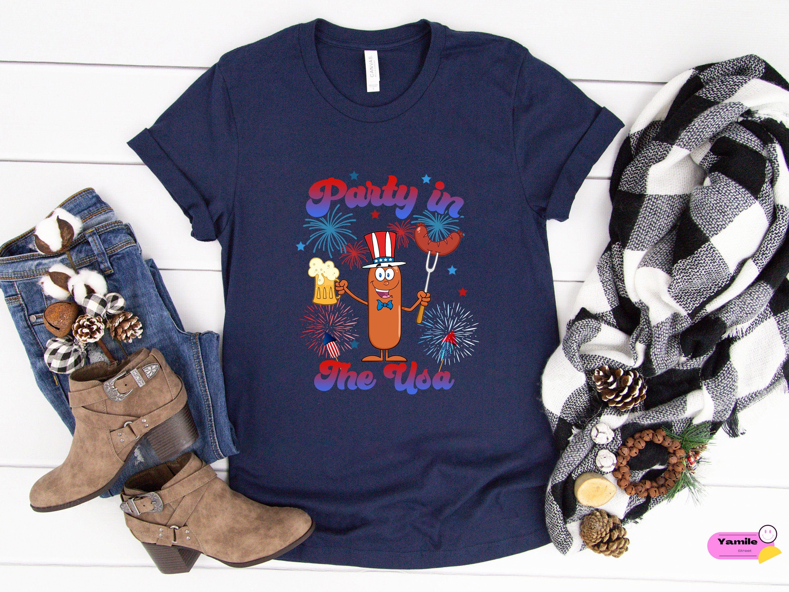 Funny Hotdog Party In The Usa Unisex T-Shirt