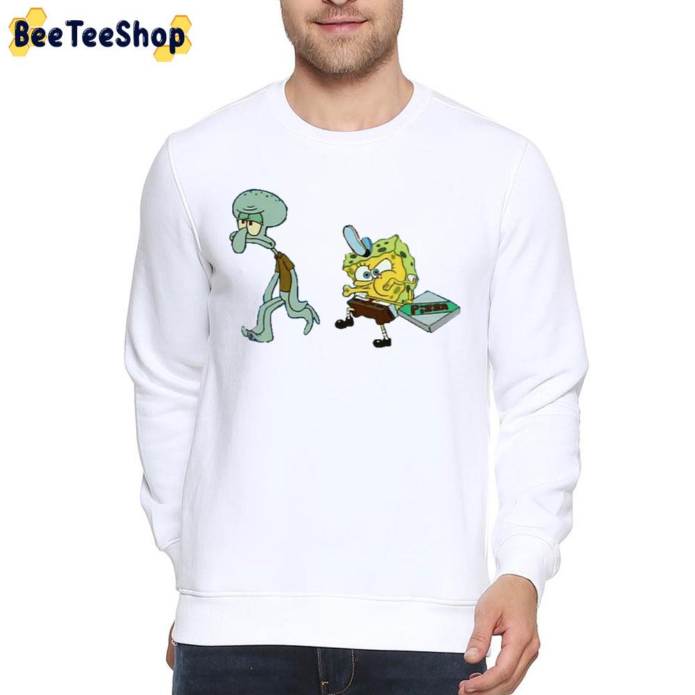 Funny Spongebob Squidward Tentacles With Pizza Unisex T-Shirt Funny Spongebob Squidward Tentacles With Pizza Unisex T-Shirt