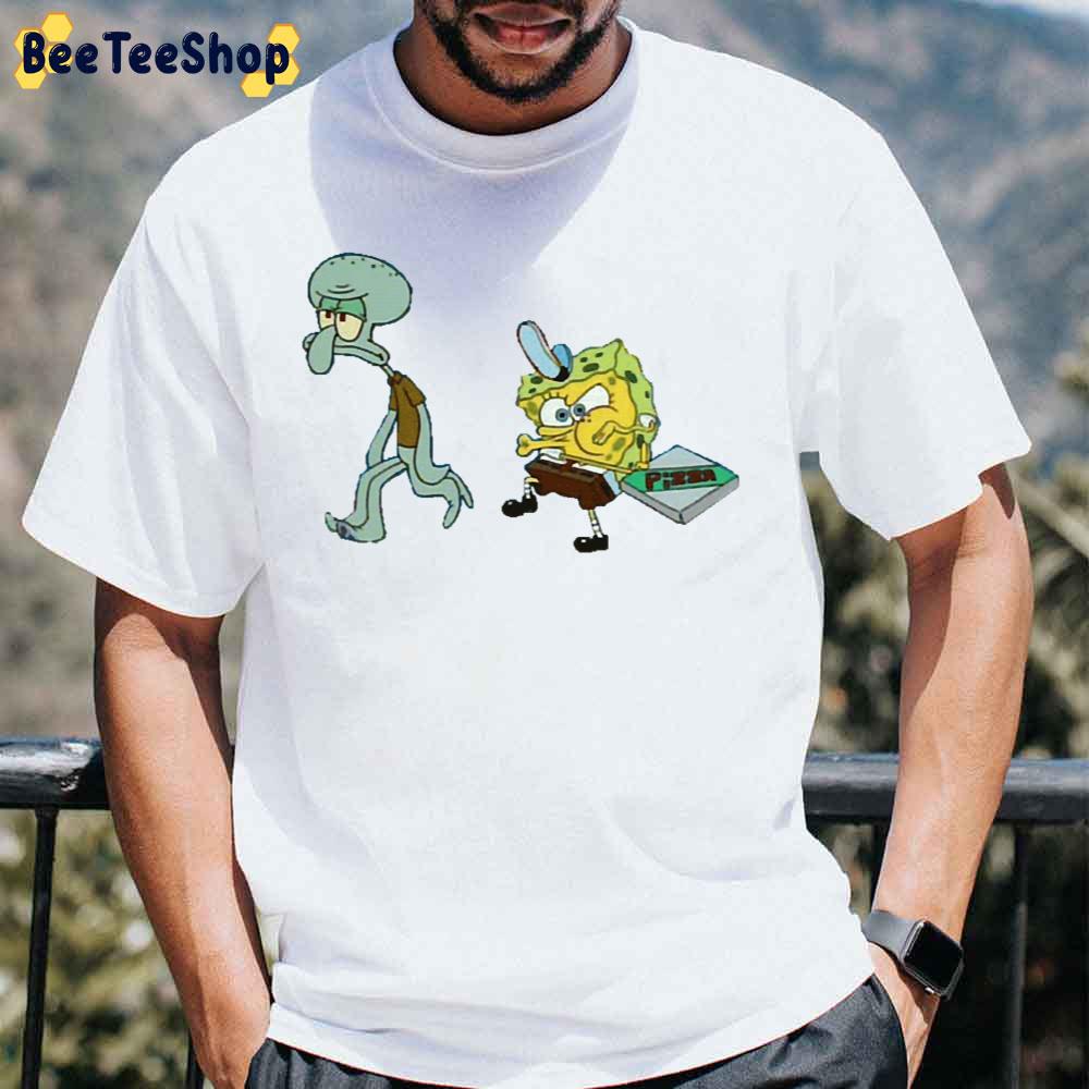 Funny Spongebob Squidward Tentacles With Pizza Unisex T-Shirt Funny Spongebob Squidward Tentacles With Pizza Unisex T-Shirt