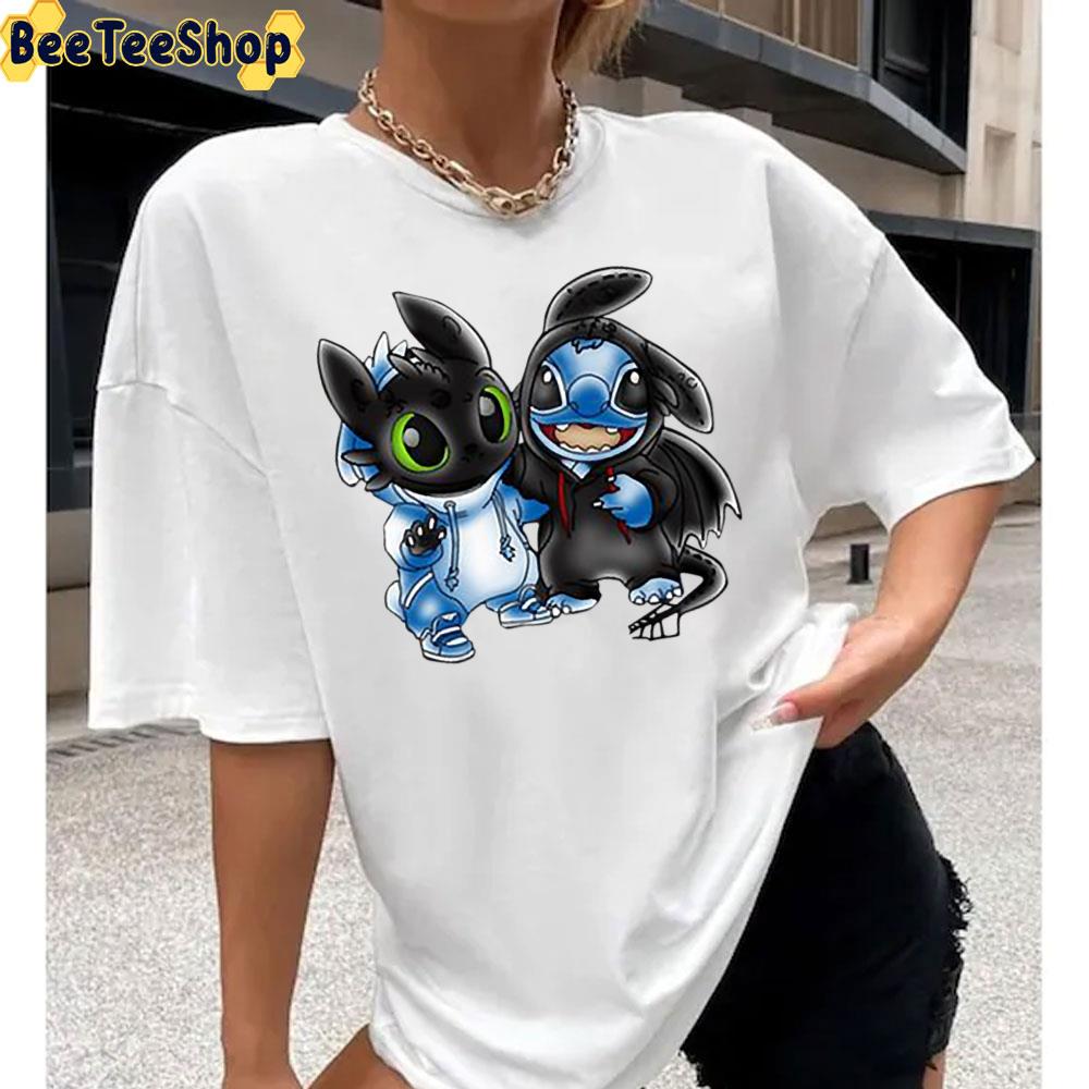 Funny Toothless And Stitch Art Unisex T-Shirt Funny Toothless And Stitch Art Unisex T-Shirt