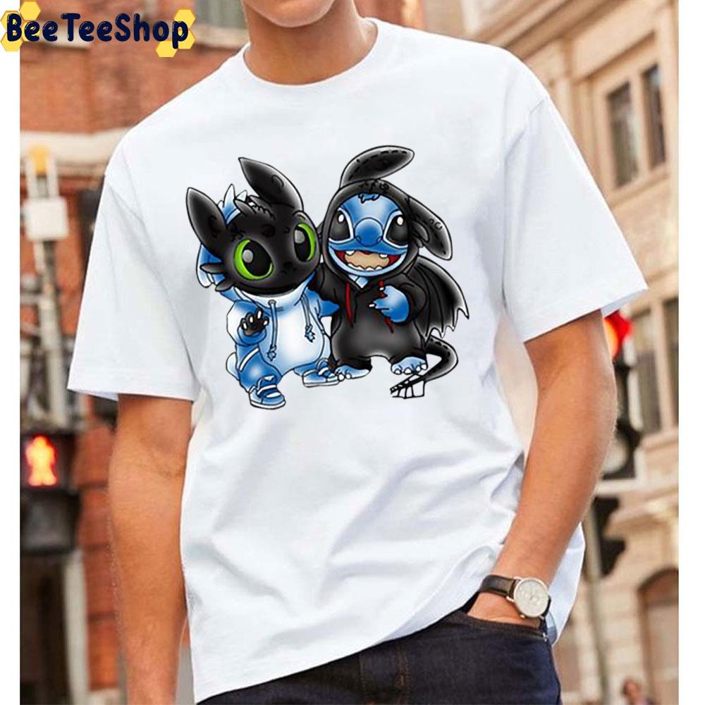 Funny Toothless And Stitch Art Unisex T-Shirt Funny Toothless And Stitch Art Unisex T-Shirt