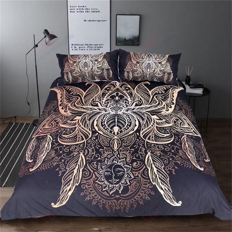 Golden Lotus Flower Bedding Set Golden Lotus Flower Bedding Set