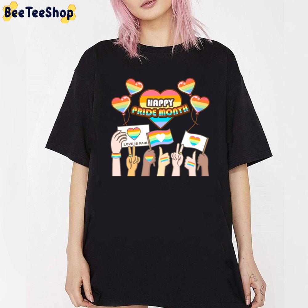 Happy Pride Month Love Is Fair Allyship Lgbtq Unisex T-Shirt Happy Pride Month Love Is Fair Allyship Lgbtq Unisex T-Shirt