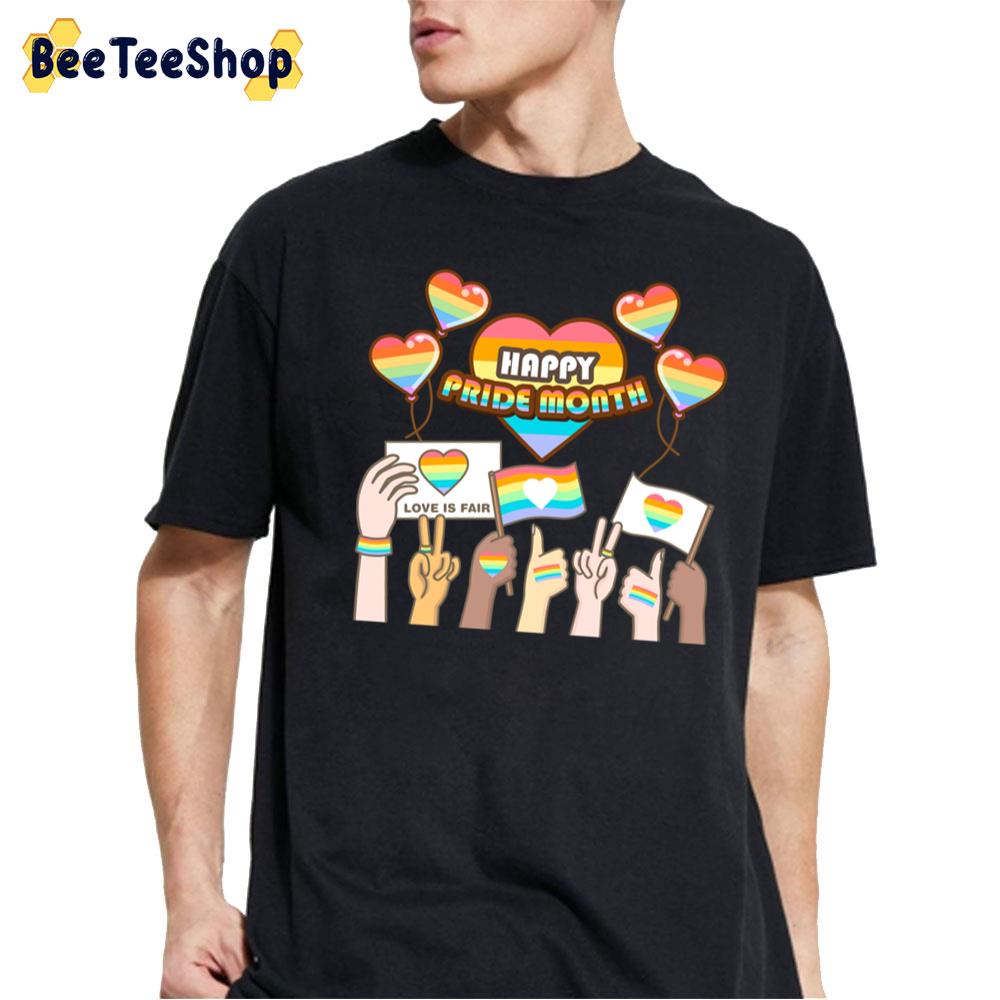 Happy Pride Month Love Is Fair Allyship Lgbtq Unisex T-Shirt Happy Pride Month Love Is Fair Allyship Lgbtq Unisex T-Shirt