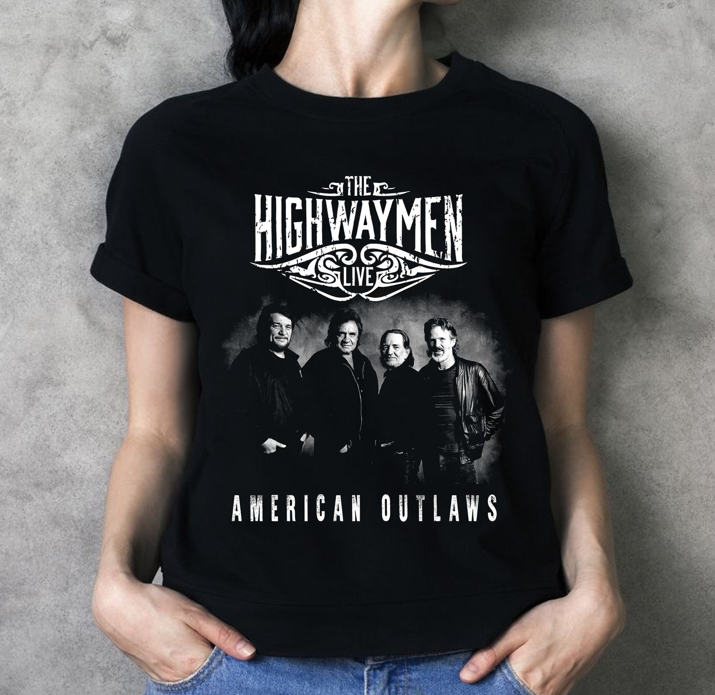 Highwaymen American Outlaws Country Music Johnny Cash Waylon Jennings Kris Kristofferson Willie Nelson Unisex T-Shirt Highwaymen American Outlaws Country Music Johnny Cash Waylon Jennings Kris Kristofferson Willie Nelson Unisex T-Shirt