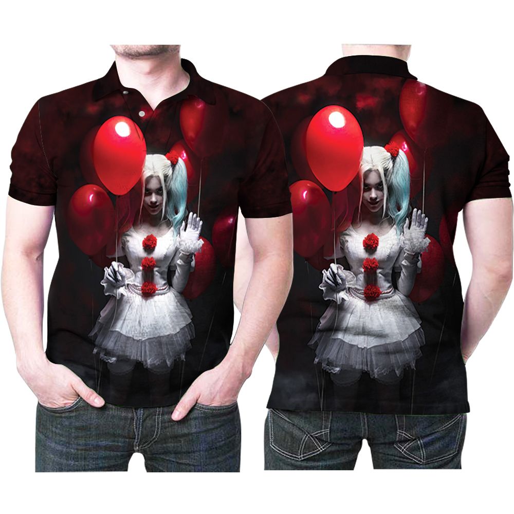 It Harley Quinn Pennywise Balloon Halloween Horror 3d Designed For Halloween Lovers Polo Shirt All Over Print Shirt 3d T-shirt It Harley Quinn Pennywise Balloon Halloween Horror 3d Designed For Halloween Lovers Polo Shirt All Over Print Shirt 3d T-shirt