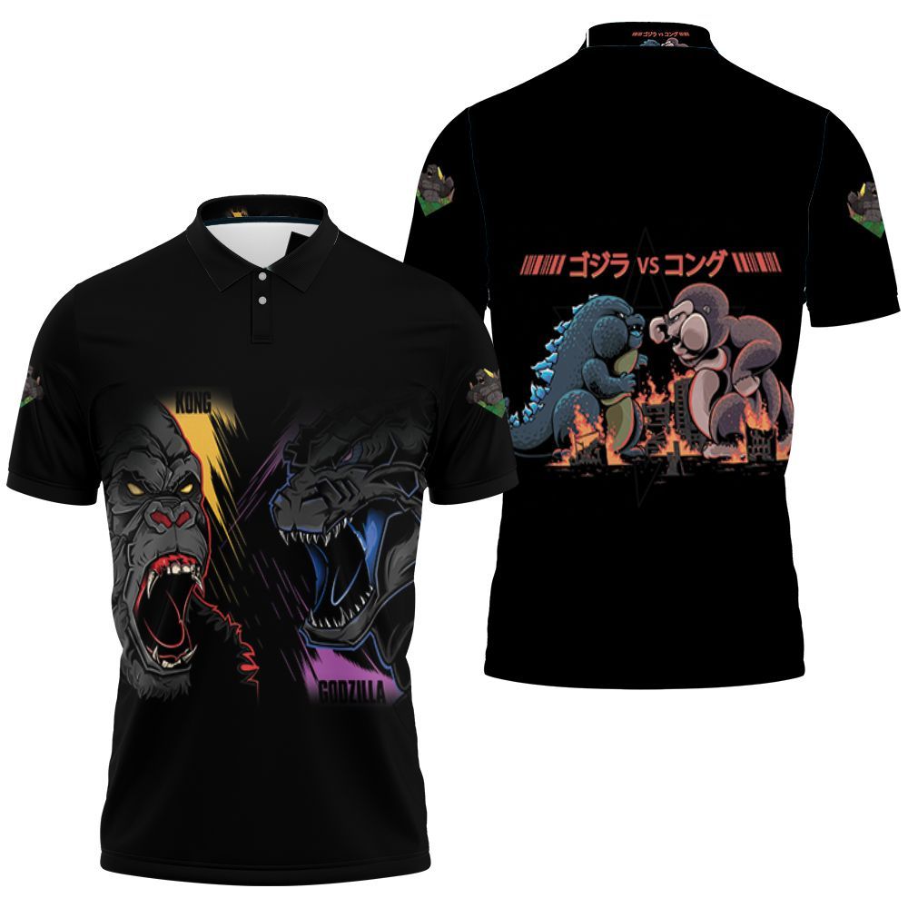 Kong Vs Godzilla Face To Face Battle Painting Godzilla Vs Kong Polo Shirt All Over Print Shirt 3d T-shirt Kong Vs Godzilla Face To Face Battle Painting Godzilla Vs Kong Polo Shirt All Over Print Shirt 3d T-shirt