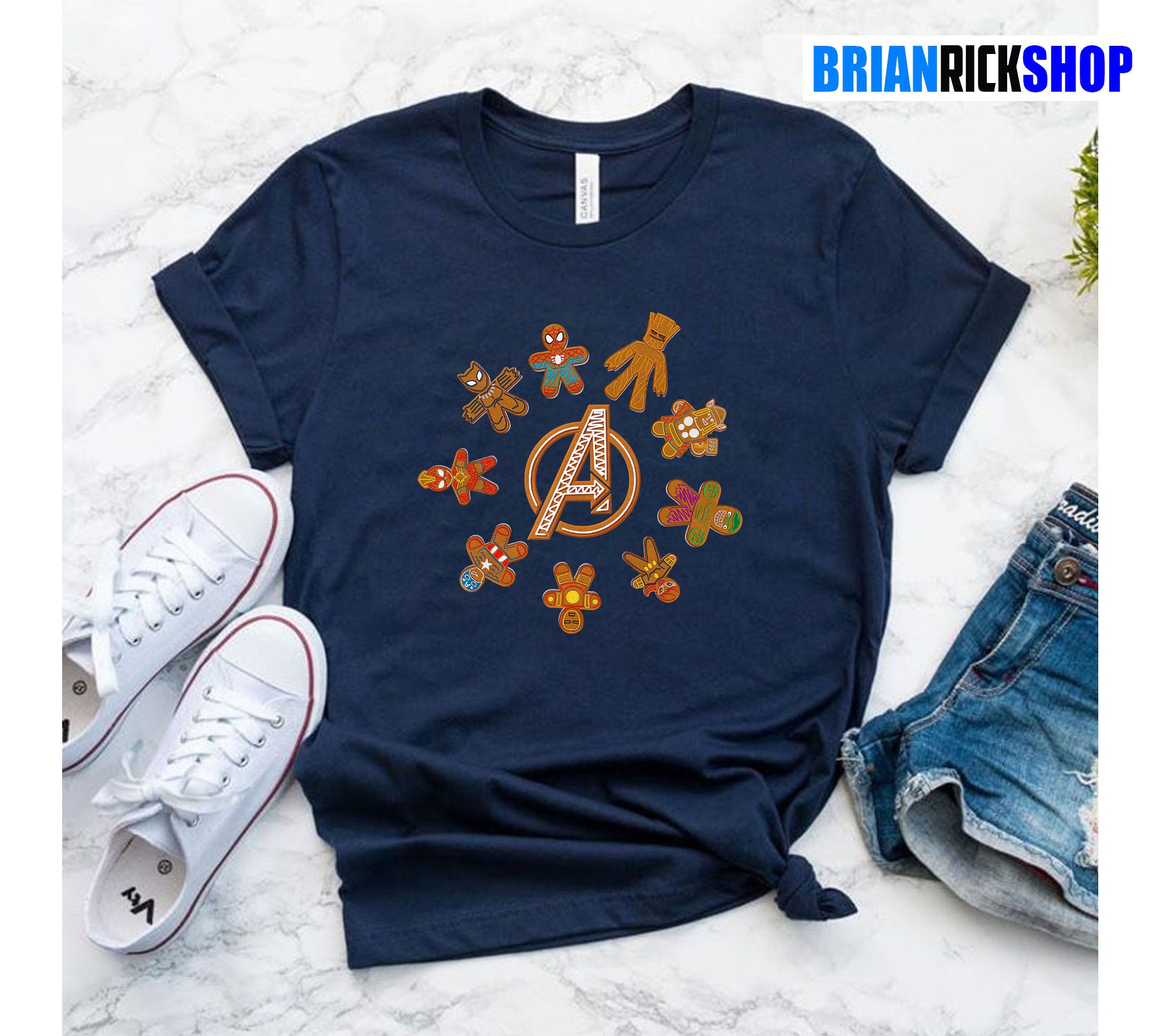 Marvel Gingerbread Cookie Avengers Team Christmas Unisex T-Shirt Marvel Gingerbread Cookie Avengers Team Christmas Unisex T-Shirt