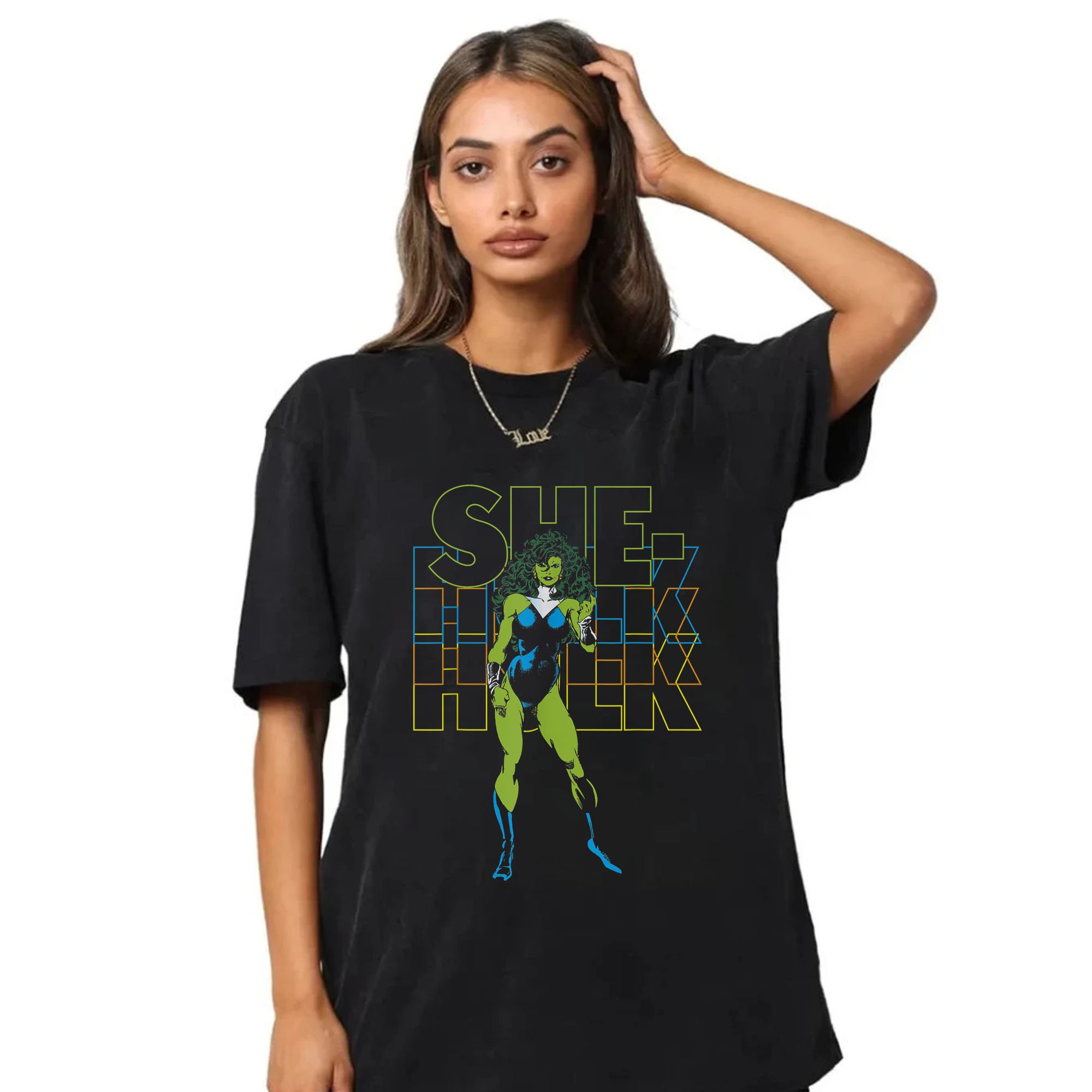 Marvel She-Hulk Vintage Floral Design Unisex T-Shirt Marvel She-Hulk Vintage Floral Design Unisex T-Shirt