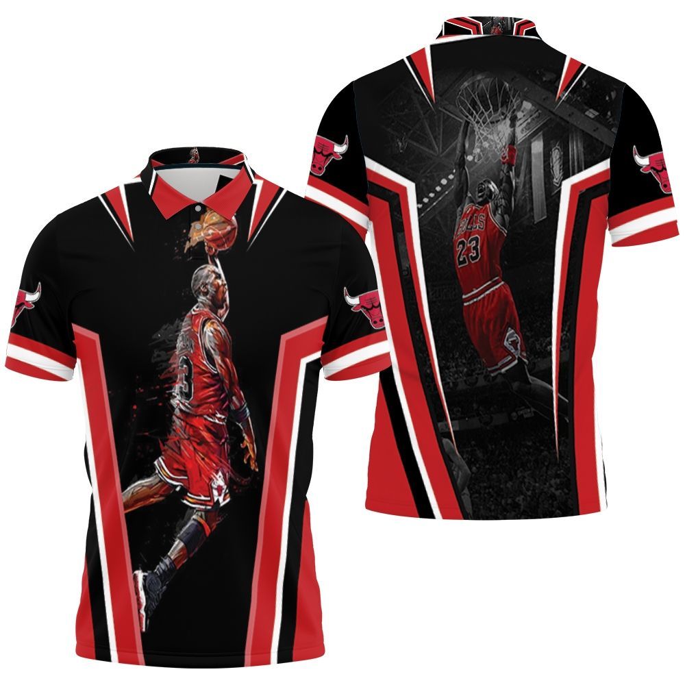 Michael Jordan Chicago Bulls Dunk Polo Shirt All Over Print Shirt 3d T-shirt Michael Jordan Chicago Bulls Dunk Polo Shirt All Over Print Shirt 3d T-shirt