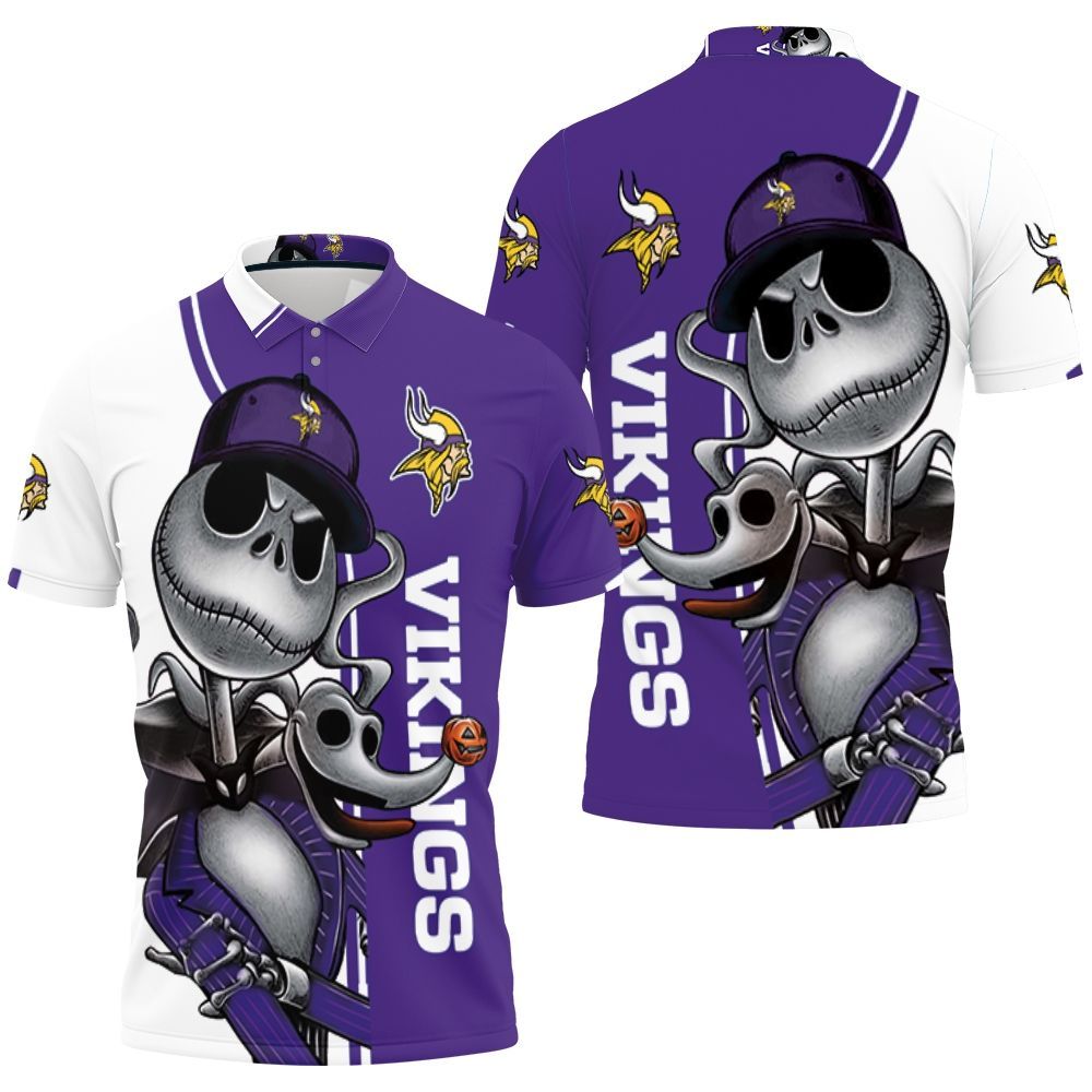Minnesota Vikings Jack Skellington And Zero Polo Shirt All Over Print Shirt 3d T-shirt Minnesota Vikings Jack Skellington And Zero Polo Shirt All Over Print Shirt 3d T-shirt