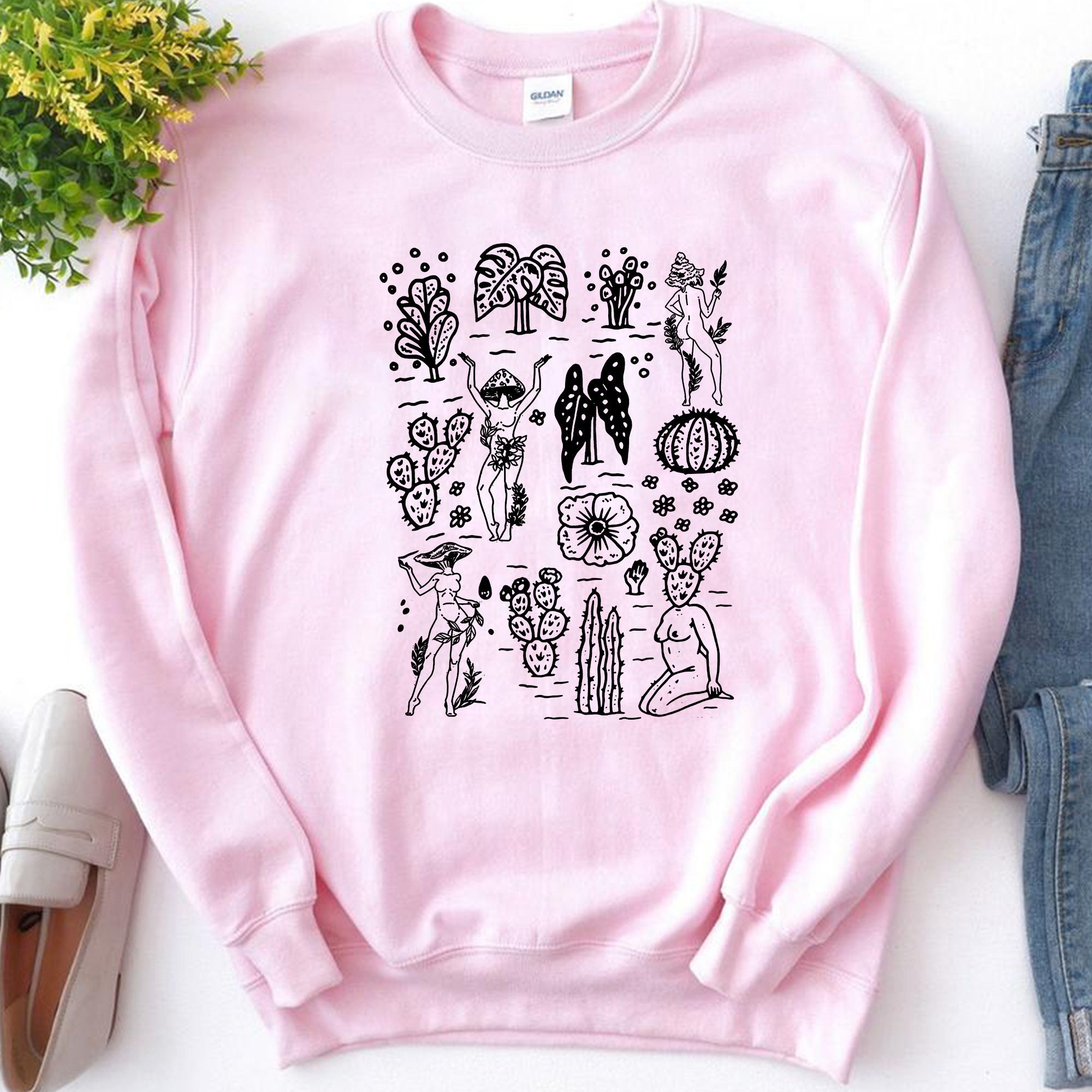Mushroom Ladies Cute Boho Pinup Mushroom Unisex Sweatshirt Mushroom Ladies Cute Boho Pinup Mushroom Unisex Sweatshirt