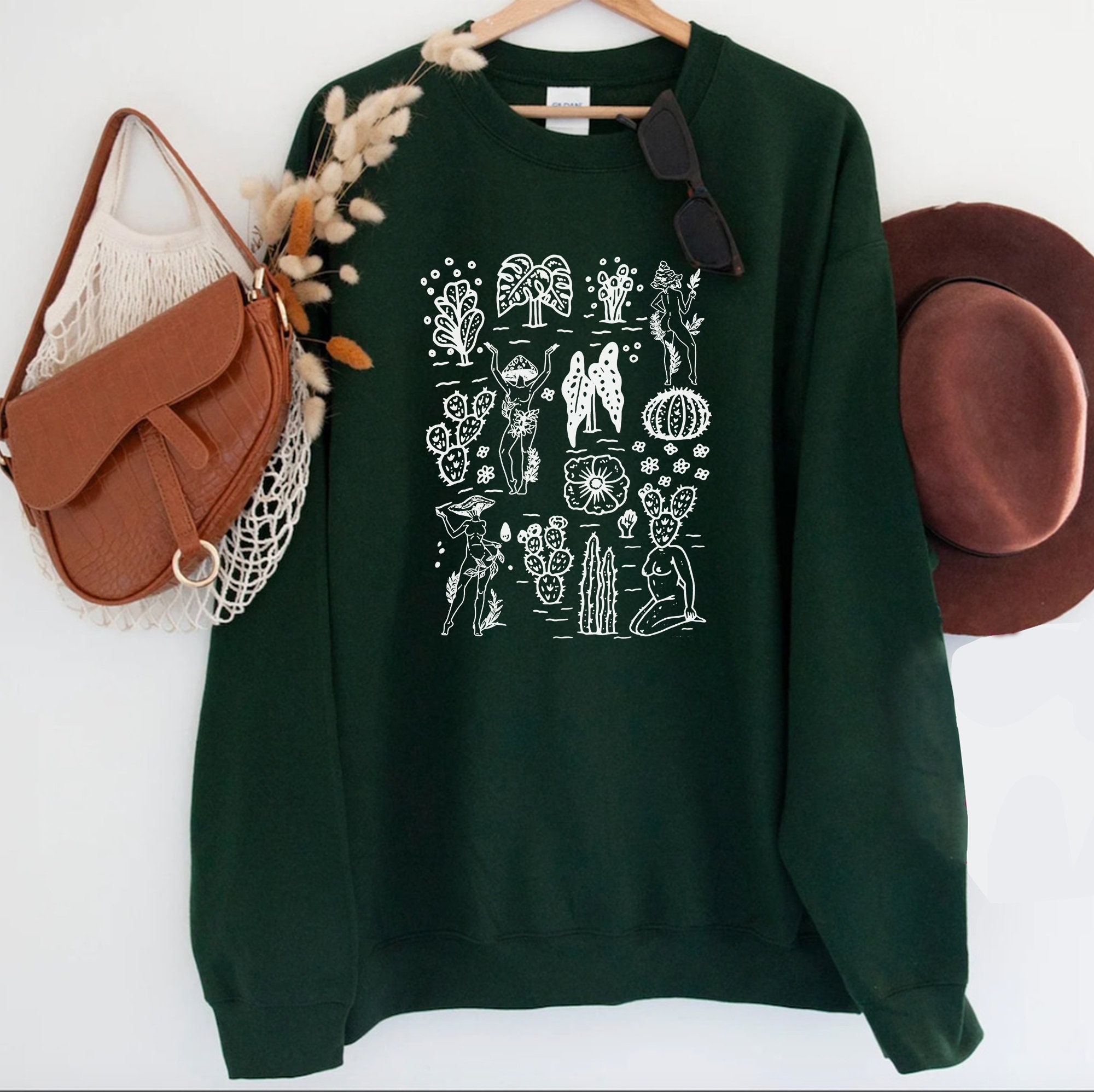 Mushroom Ladies Cute Boho Pinup Mushroom Unisex Sweatshirt Mushroom Ladies Cute Boho Pinup Mushroom Unisex Sweatshirt