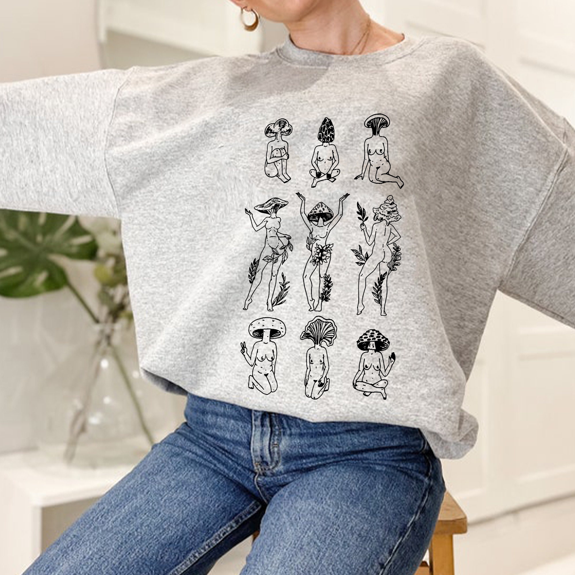 Mushroom Ladies Trendy Botanical Fungi Cute Boho Pinup Mushroom Unisex Sweatshirt Mushroom Ladies Trendy Botanical Fungi Cute Boho Pinup Mushroom Unisex Sweatshirt