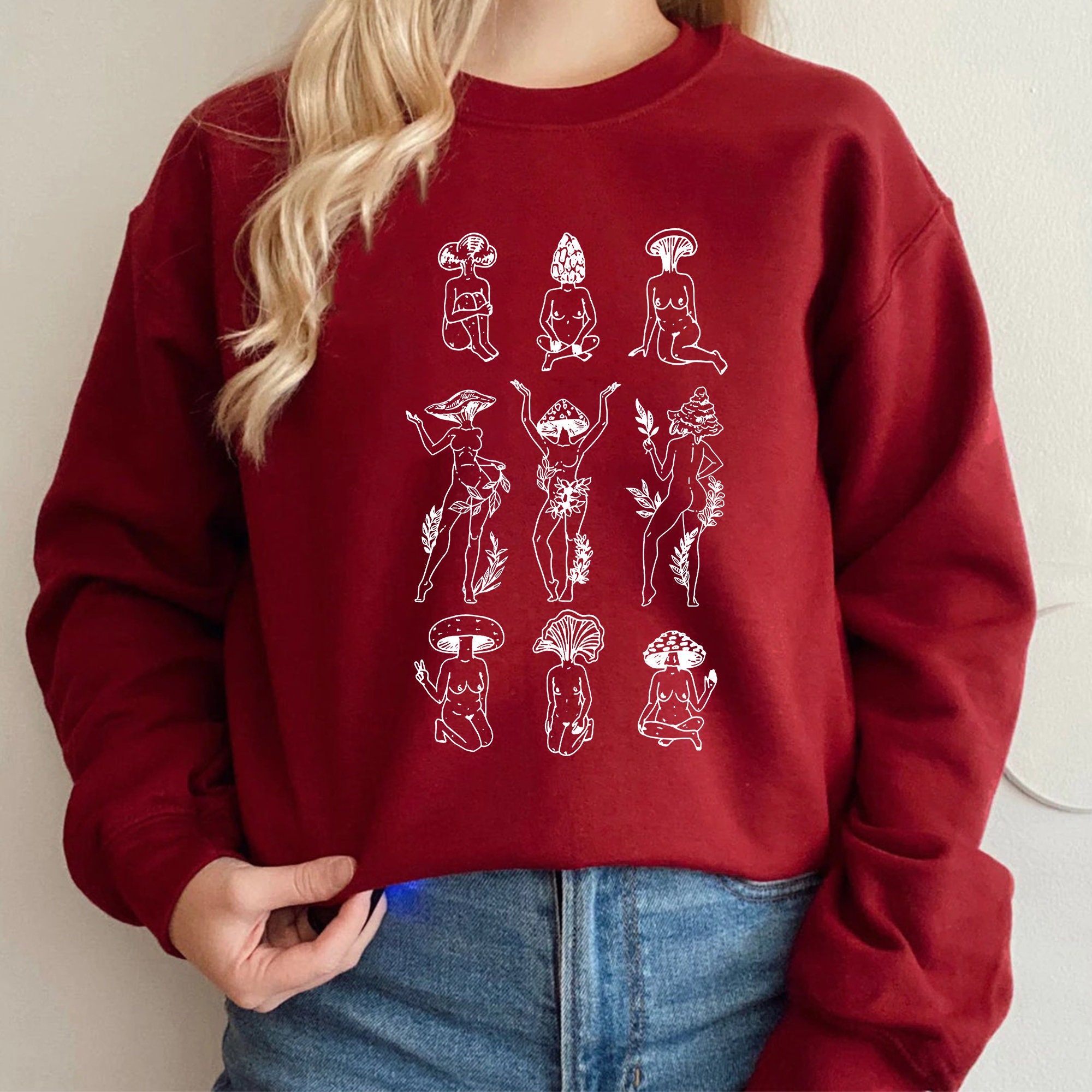 Mushroom Ladies Trendy Botanical Fungi Cute Boho Pinup Mushroom Unisex Sweatshirt Mushroom Ladies Trendy Botanical Fungi Cute Boho Pinup Mushroom Unisex Sweatshirt