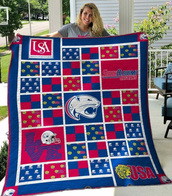 Ncaa South Alabama Jaguars Quilt Blanket #1486 Ncaa South Alabama Jaguars Quilt Blanket #1486