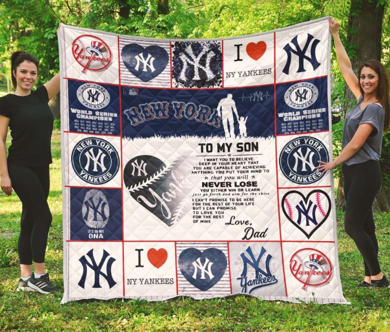 New York Yankees Family - To My Son Quilt Blanket New York Yankees Family - To My Son Quilt Blanket