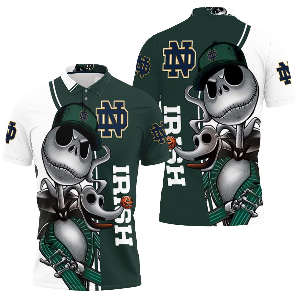 Notre Dame Fighting Irish Jack Skellington And Zero Polo Shirt All Over Print Shirt 3d T-shirt Notre Dame Fighting Irish Jack Skellington And Zero Polo Shirt All Over Print Shirt 3d T-shirt