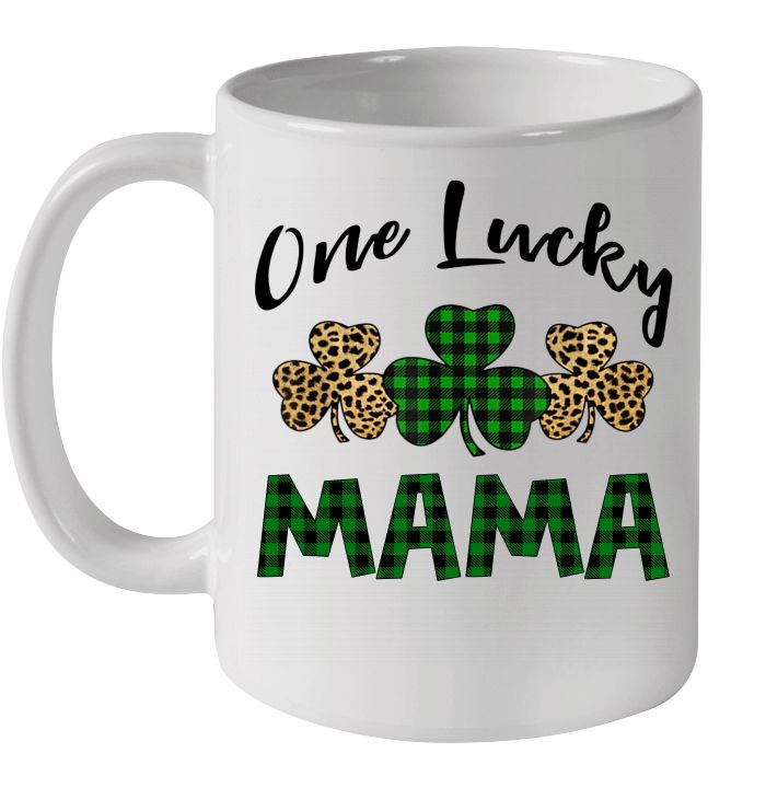 One Lucky Mama Leopard Plaid St Patrick's Day Premium Sublime Ceramic Coffee Mug White One Lucky Mama Leopard Plaid St Patrick's Day Premium Sublime Ceramic Coffee Mug White