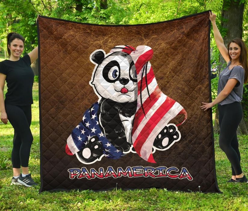 Panda Us Flag Panamerica Quilt Blanket Great Customized Blanket Gifts For Panda Us Flag Panamerica Quilt Blanket Great Customized Blanket Gifts For