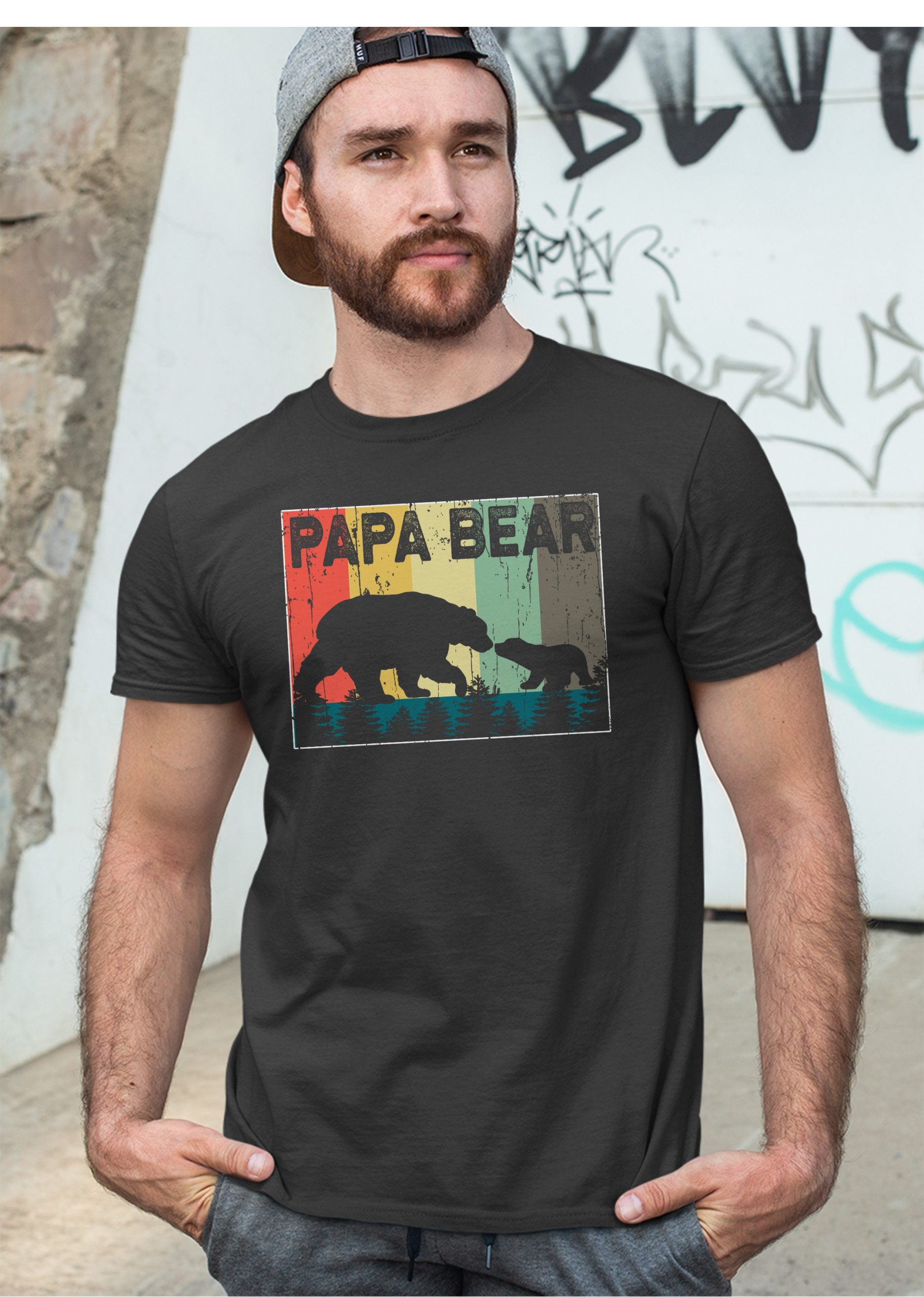 Papa Bear Vintage Sunset Forrest Father's Day Unisex T-Shirt Papa Bear Vintage Sunset Forrest Father's Day Unisex T-Shirt