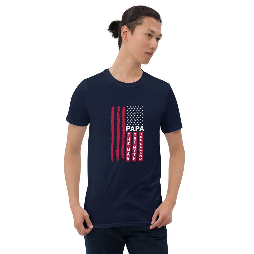 Papa The Man The Myth The Legend Black Blue And Grey Colors Father's Day Unisex T-Shirt Papa The Man The Myth The Legend Black Blue And Grey Colors Father's Day Unisex T-Shirt