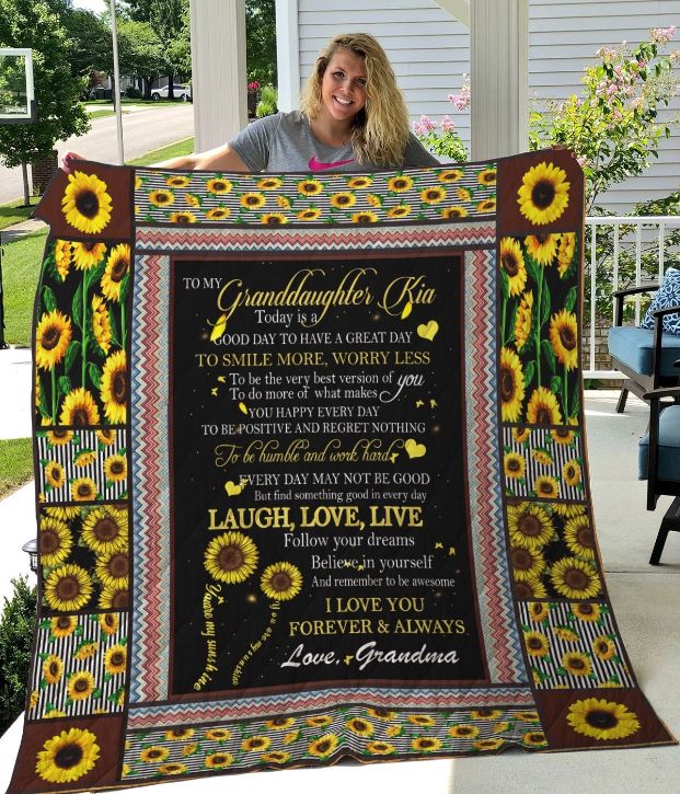 Personalized Sunflower To My Granddaughter From Grandma I Love You Forever And Always Quilt Blanket Great Customized Gifts For Personalized Sunflower To My Granddaughter From Grandma I Love You Forever And Always Quilt Blanket Great Customized Gifts For