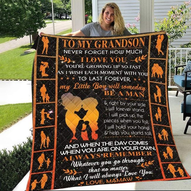Personalized To My Grandson From Grandma Never Forget How Much I Love You Quilt Blanket Great Customized Gifts For Personalized To My Grandson From Grandma Never Forget How Much I Love You Quilt Blanket Great Customized Gifts For