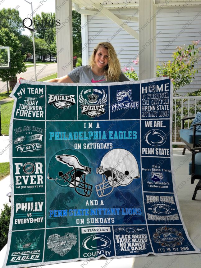 Philadelphia Eagles &Penn State Mittany Lions Quilt Blanket Philadelphia Eagles &Penn State Mittany Lions Quilt Blanket