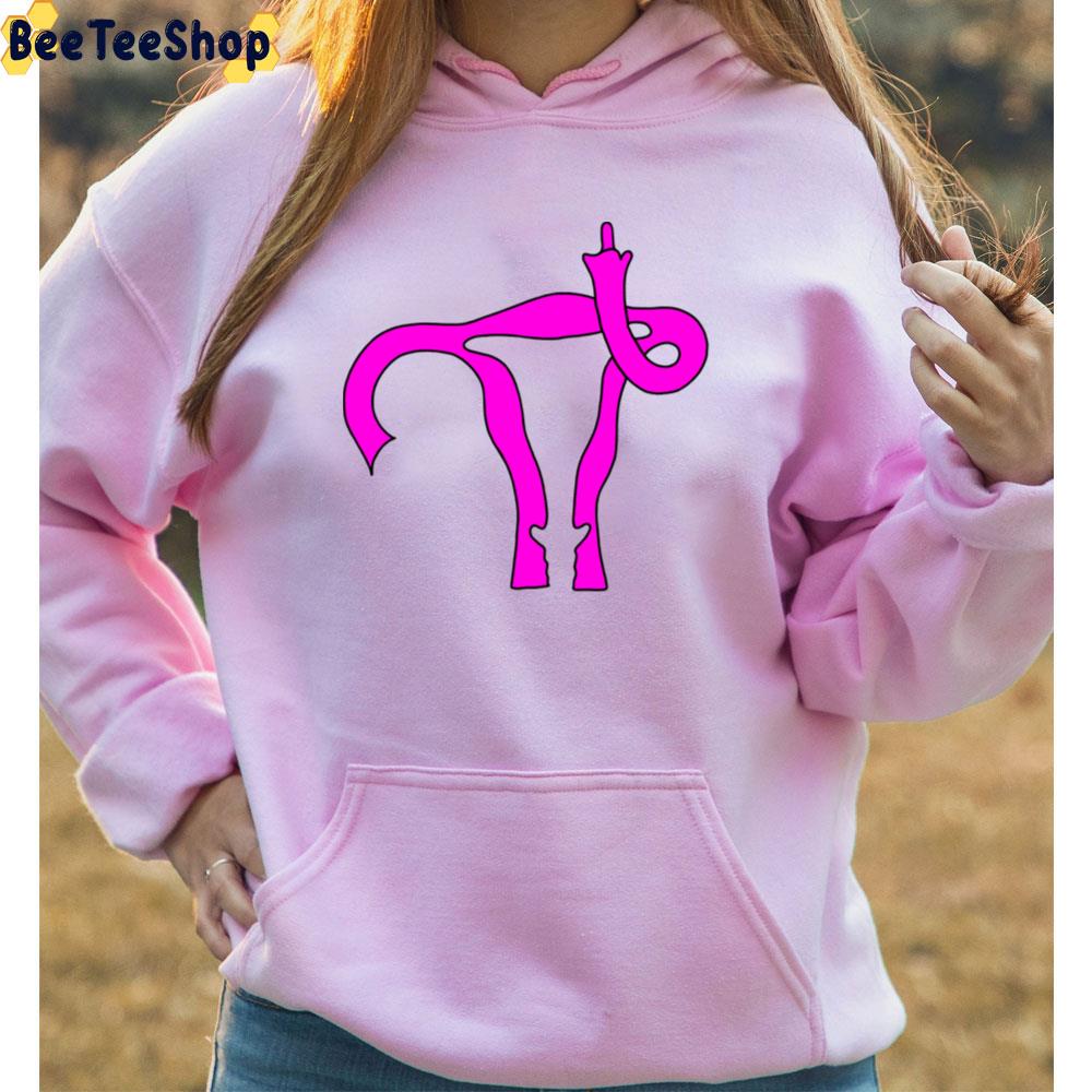 Pink Art Uterus Giving The Finger Fitted Unisex T-Shirt Pink Art Uterus Giving The Finger Fitted Unisex T-Shirt