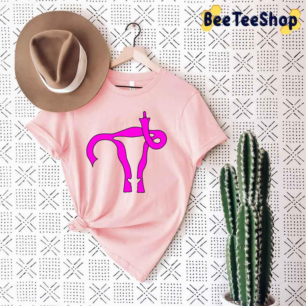 Pink Art Uterus Giving The Finger Fitted Unisex T-Shirt Pink Art Uterus Giving The Finger Fitted Unisex T-Shirt