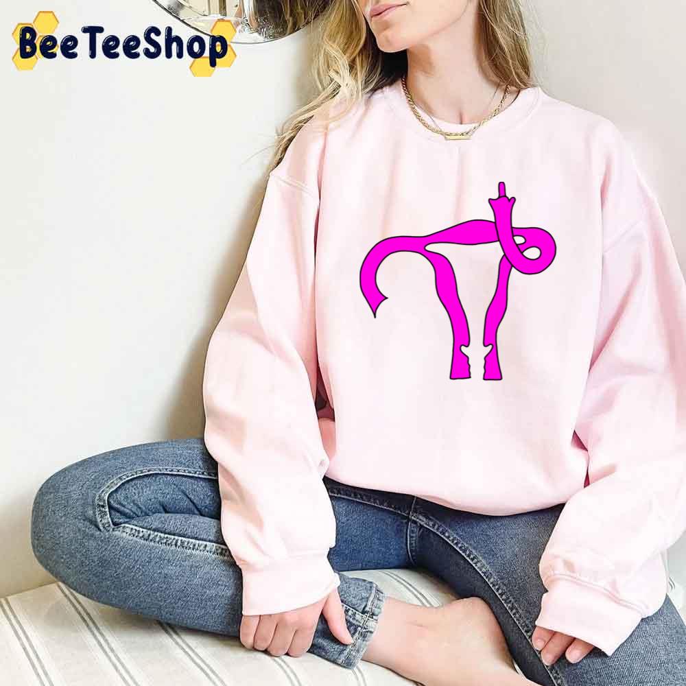 Pink Art Uterus Giving The Finger Fitted Unisex T-Shirt Pink Art Uterus Giving The Finger Fitted Unisex T-Shirt