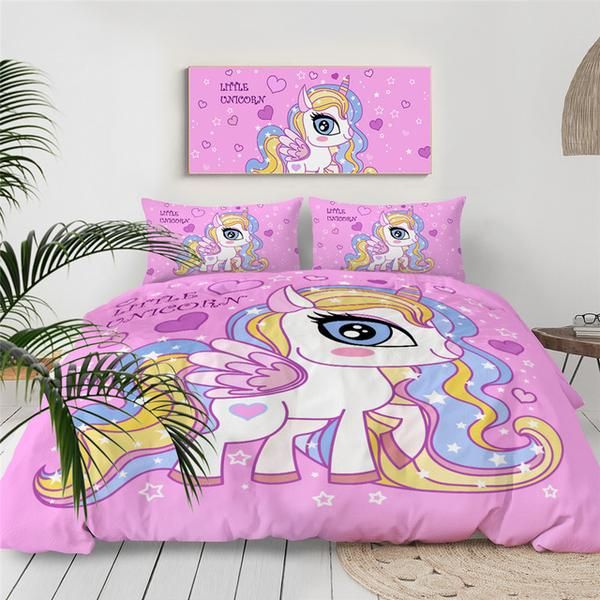 Pink Unicorn Girly Cotton Bedding Sets Pink Unicorn Girly Cotton Bedding Sets
