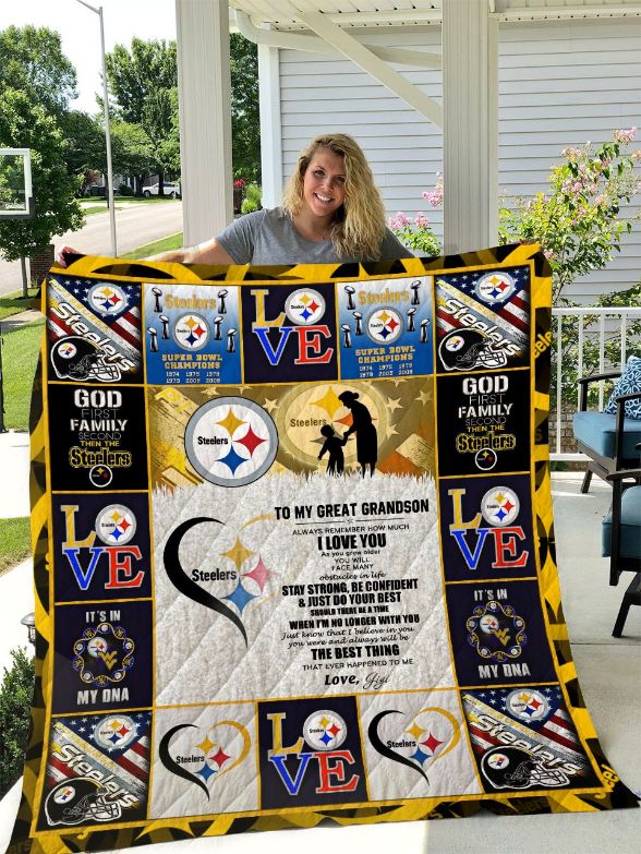 Pittsburgh Steelers - To My Great Grandson - Love Gigi Quilt Blanket Pittsburgh Steelers - To My Great Grandson - Love Gigi Quilt Blanket