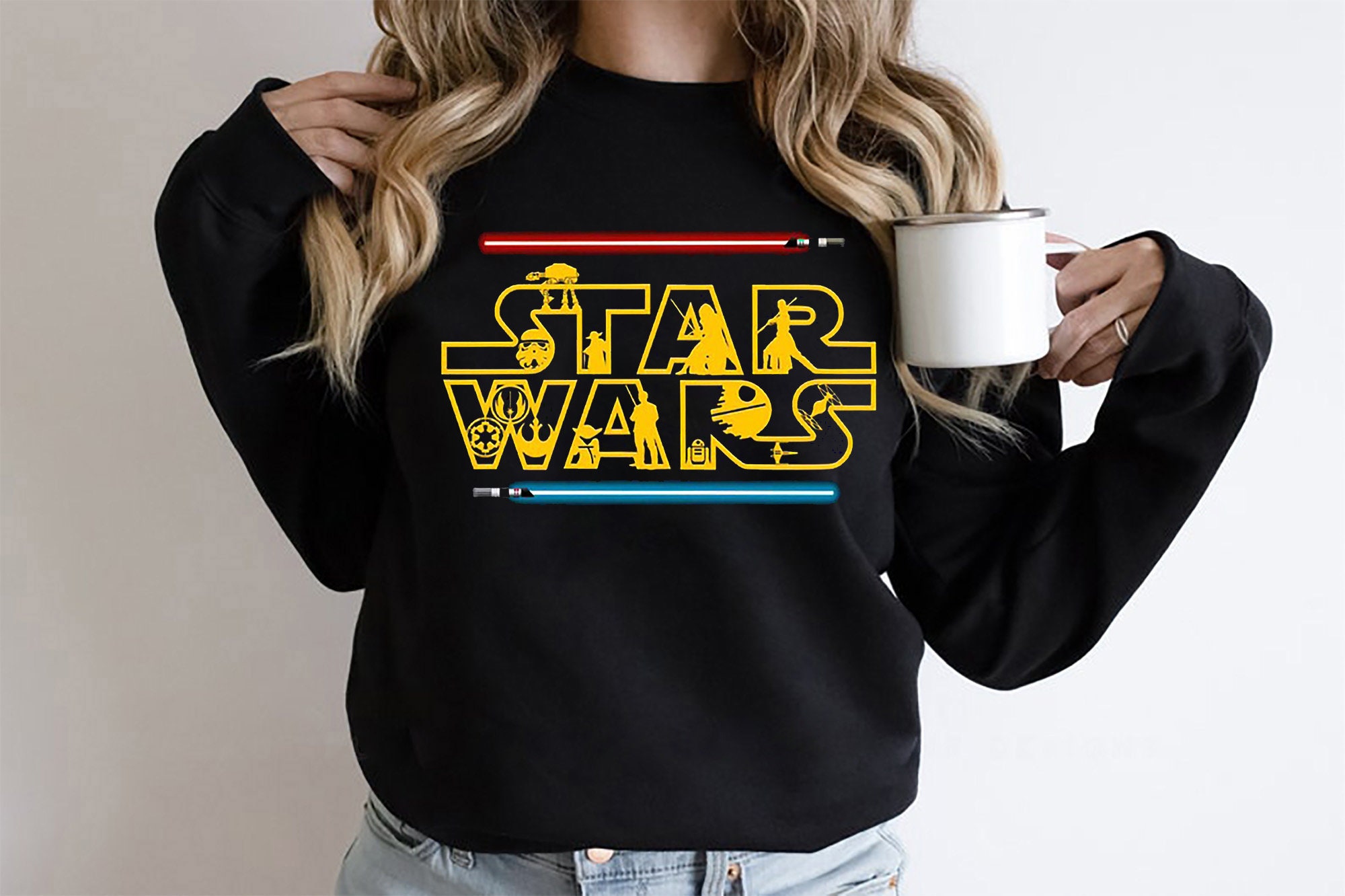 Princess Leia Baby Yoda Disney Star Wars Unisex Sweatshirt Princess Leia Baby Yoda Disney Star Wars Unisex Sweatshirt