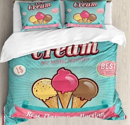 Retro Ice Cream Only Natural Ingredients Cotton Bedding Sets Retro Ice Cream Only Natural Ingredients Cotton Bedding Sets