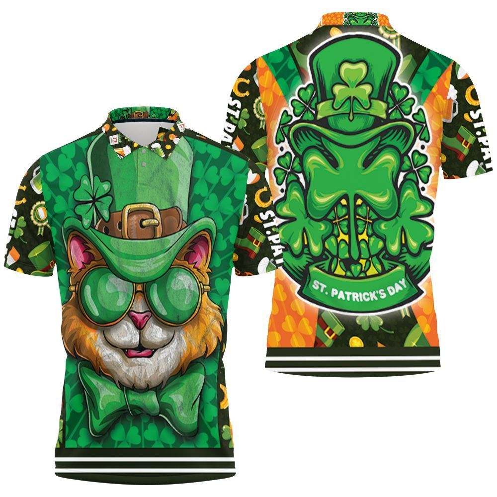 Saint Patricks Day Cat With Green Hat 3d Polo Shirt Jersey All Over Print Shirt 3d T-shirt Saint Patricks Day Cat With Green Hat 3d Polo Shirt Jersey All Over Print Shirt 3d T-shirt