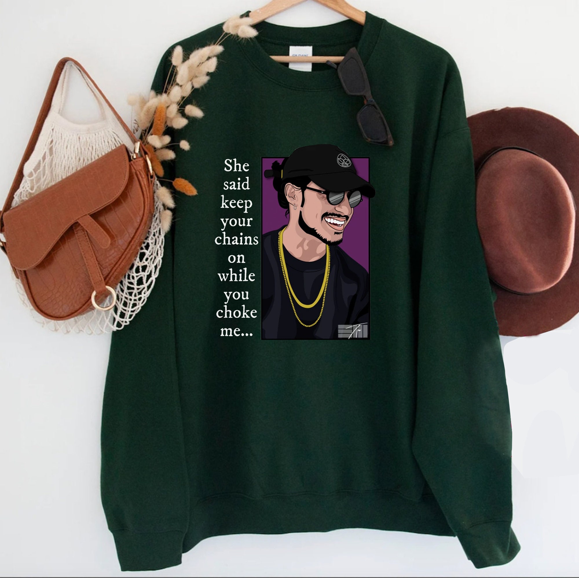 She Said Keep Your Chains On While You Choke Me Russ Quote Unisex Sweatshirt She Said Keep Your Chains On While You Choke Me Russ Quote Unisex Sweatshirt