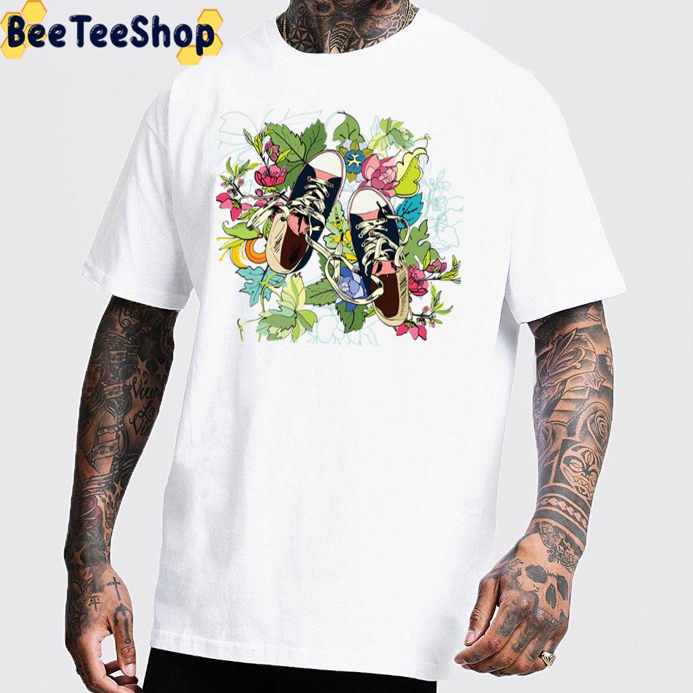 Shoe Flowers Converse Vintage Art Unisex T-Shirt Shoe Flowers Converse Vintage Art Unisex T-Shirt