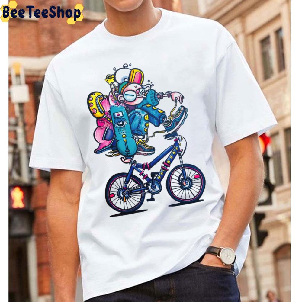 Smoke While Riding A Bicycle Art Unisex T-Shirt Smoke While Riding A Bicycle Art Unisex T-Shirt