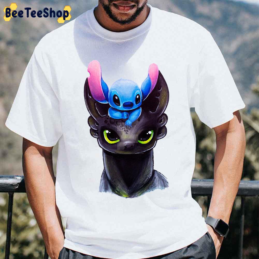 Stitch And Toothless Draw Art Unisex T-Shirt Stitch And Toothless Draw Art Unisex T-Shirt