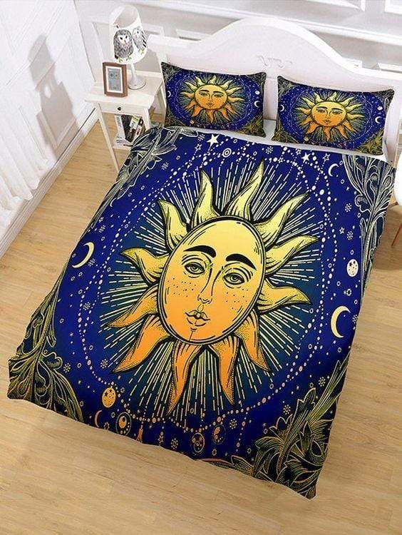 Sun And Moon Print In Multicolor Hippie Bedding Set Sun And Moon Print In Multicolor Hippie Bedding Set